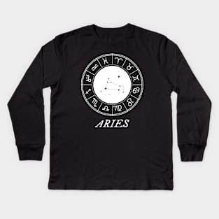 Aries Zodiac Sign With Constellation Kids Long Sleeve T-Shirt